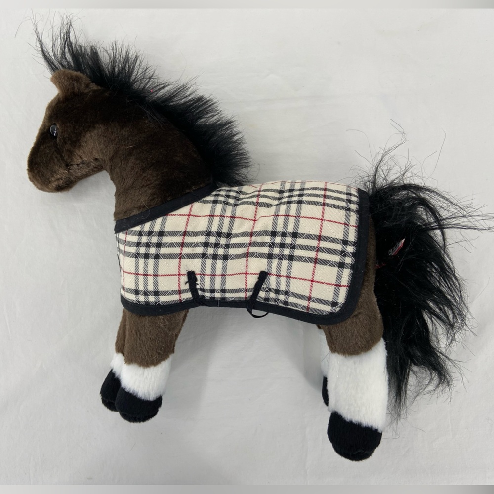 Douglas Cuddle Toys Barts Pride bay Horse plush‎ wearing plaid blanket